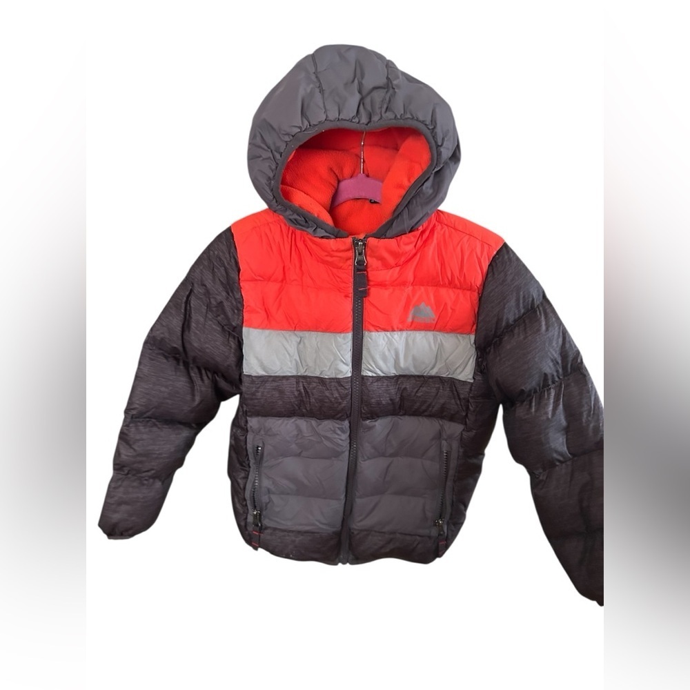 Snozu Red Gray Colorblock Puffer Jacket Mini Gorpcore Hooded Winter Coat Kids 5